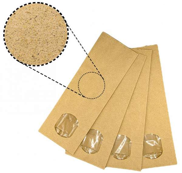 Blockbodenbeutel aus Graspapier mit Fenster | 105x65x290mm