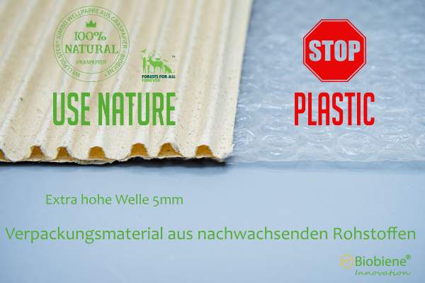 Polstermaterial Wellpappe aus Graspapier EXTRA hohe Jumbo-Welle